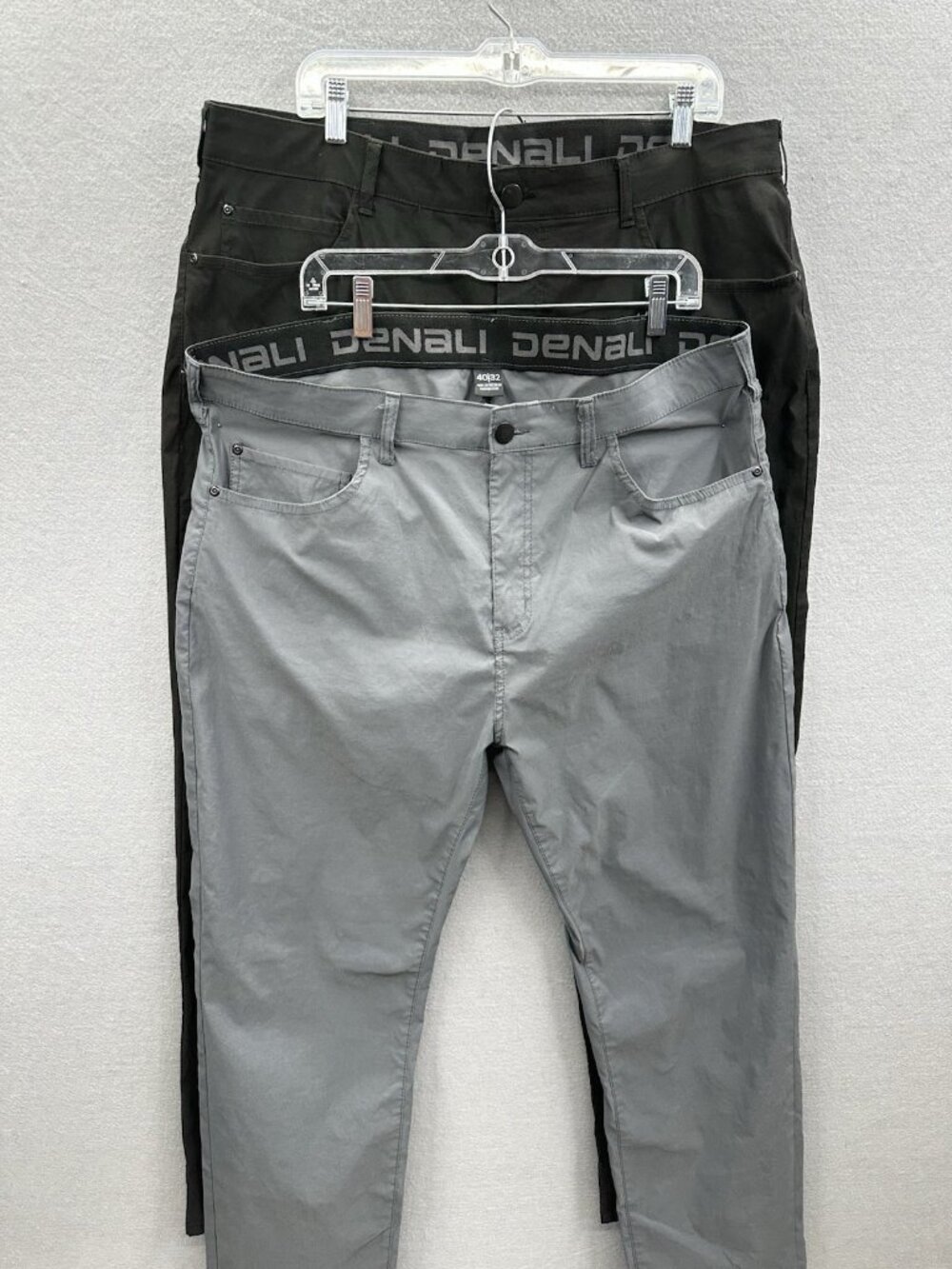 Lot 2 Denali Tech Pants Men 40x32 Black Gray Nylon Spandex 5-Pocket Straight EUC